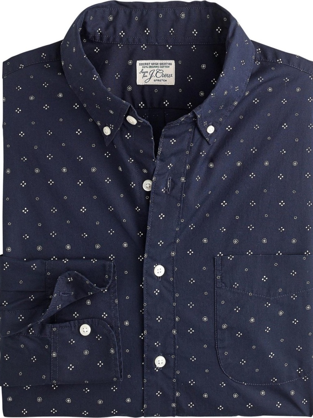J. Crew Slim Untucked Stretch Secret Wash Geometric Print Button Down Shirt